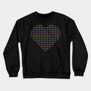 Heart with Loves in Rainbow Pastels - Black Crewneck Sweatshirt